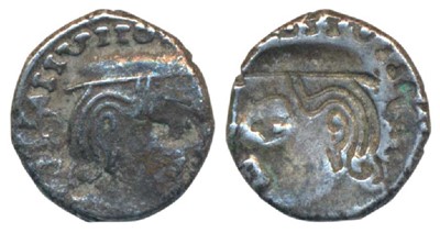 Lot 9 - Ancient, Western Kshatrapas, Kardamaka Family, Rudrasena II, son of Viradaman (255-276 AD) as Mahakshatrapa SE 178,Silver Drachma,2.36g