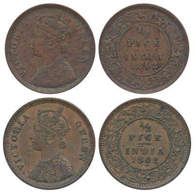 Lot 38 - British India, Victoria Queen, Copper ½ Pice, 1862
