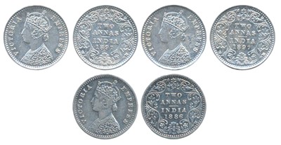 Lot 40 - British India, Victoria Empress, Silver 2 Annas, 1886, Bombay Mint