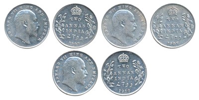 Lot 47 - British India, Edward VII, Silver 2 Annas (3), 1907 (2), Calcutta Mint (Prid 560); 1910