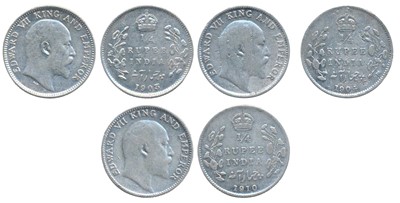 Lot 48 - British India, Edward VII, Silver ¼ Rupee (2), 1903 & 1904, Calcutta Mint (Prid 432