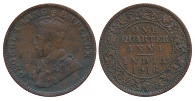 Lot 52 - British India, George V, Copper ¼ Anna, 1916, Calcutta Mint