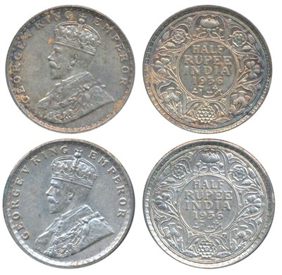 Lot 60 - British India, George V, Silver ½ Rupee (2), 1936