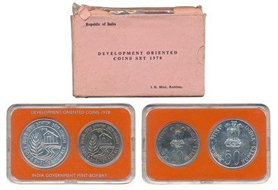 Lot 79 - Republic India, 1978 Uncirculated Set, Food and Shelter For All, set of 2, Rupees 10 and 50. In near immaculate condition
