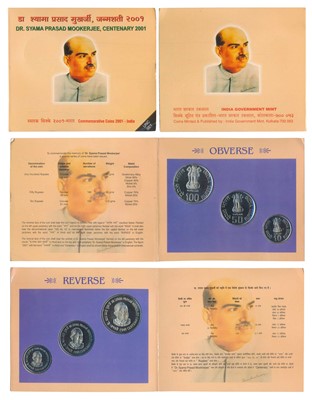 Lot 102 - Republic India, 2001 Uncirculated Set, Dr. Syama Prasad Mookerjee, set of 3, Rupees 10 to 100. In immaculate condition
