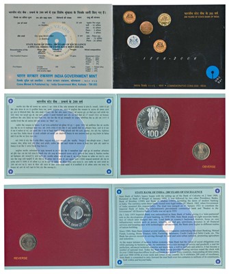 Lot 116 - Republic India, 2006 Uncirculated Set, 200 Years of State Bank of India, set of 2, Rupees 5 and 100. In immaculate condition