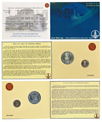 Lot 117 - Republic India, 2006 Uncirculated Set, 50 Years of ONGC, set of 2, Rupees 5 and 50. In immaculate condition