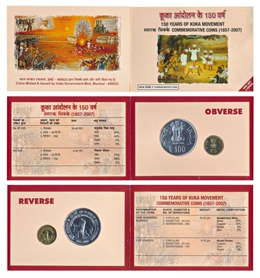 Lot 120 - Republic India, 2007 Uncirculated Set, 150 Years of Kuka Movement, set of 2, Rupees 5 and 100. In immaculate condition