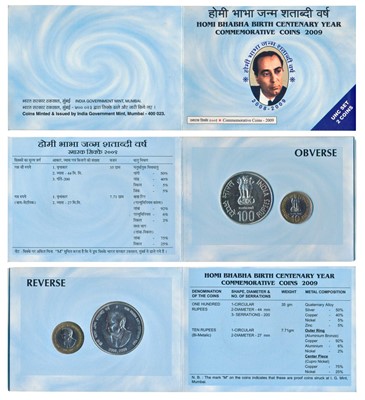 Lot 125 - Republic India, 2009 Uncirculated Set, Homi Bhabha Birth Centenary, set of Rupees 10 and 100. In immaculate condition, within original packaging. (2)