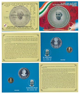 Lot 131 - Republic India, 2009 Uncirculated Set, Dr. Rajendra Prasad 125 Birth Anniversary, set of 2, Rupees 5 and 100. In immaculate condition