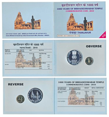Lot 132 - Republic India, 2010 Uncirculated Set, 1000 Years of Brihadeeswarar Temple, Thanjavur, set of 2