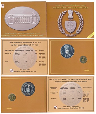 Lot 134 - Republic India, 2010 Uncirculated Set, 150th years of Comptroller and Auditor General of India, set of 2, Rupees 5 and 150. In immaculate condition