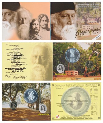 Lot 144 - Republic India, 2011 Uncirculated Set, 150th Birth Anniversary of Rabindranath Tagore, set of 2, Rupees 5 and 150.