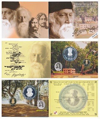 Lot 145 - Republic India, 2011 Proof Set, 150th Birth Anniversary of Rabindranath Tagore, set of 2, Rupees 5 and 150. In immaculate condition
