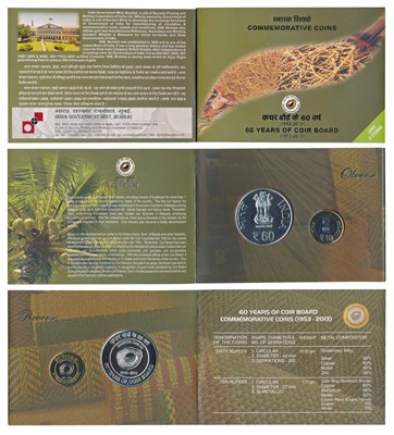 Lot 153 - Republic India, 2013 Uncirculated Set, 60 Years of Coir Board, set of 2, Rupees 60 and 10.