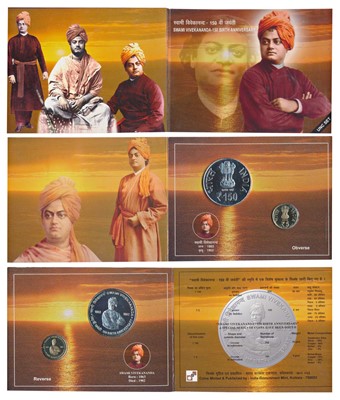 Lot 155 - Republic India, 2013 Uncirculated Set, 150th Birth Anniversary of Swami Vivekananda, set of 2, Rupees 5 and 150.