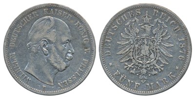 Lot 174 - Foreign Coins, German States, Prussia, Wilhelm I, Silver 5 Mark