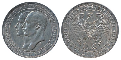 Lot 176 - Foreign Coins, German States, Prussia, Wilhelm II, Silver 3 Mark