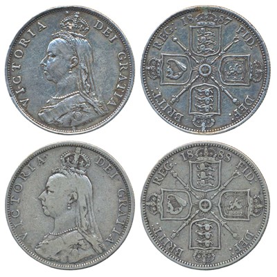 Lot 178 - Foreign Coins, Great Britain, Victoria Queen, Silver Florin / 2 Shillings, 1887 and 1888 (KM 762).