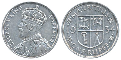 Lot 181 - Foreign Coins, Mauritius, George V, Silver Rupee, 1934 (KM 17). Extremely Fine