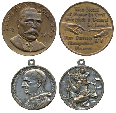 Lot 219 - Medals, Luigi Palma Di Cesnola, Brass Medal, 26.33g, 1832-1904