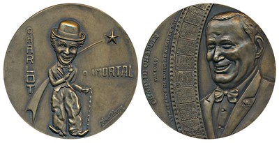 Lot 223 - Medals, Charlie Chaplin, Large Copper Medal, commemorating Hollywood Cinema