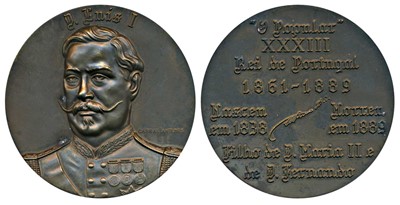 Lot 236 - Medals, Indo Portuguese Monarchs, Bronze Medal, 85g, Luisi I (1861-1889)
