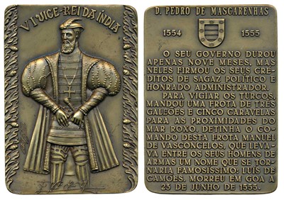 Lot 242 - Medals, Sixth Viceroy of India D. Pedro De Mascarenhas, Rectangle Heavy Bronze Medallion
