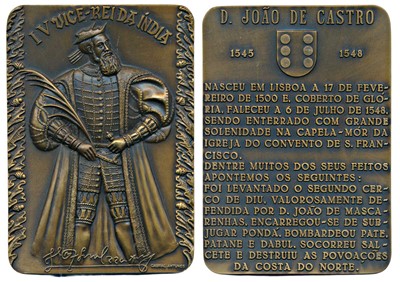 Lot 243 - Medals, Fourth Viceroy of India D. Joao De Castro, Rectangle Heavy Bronze Medallion