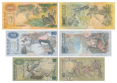 Lot 270 - Paper Money, Ceylon, 10, 50 & 100 Rupees, 1979