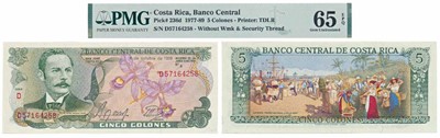Lot 273 - Paper Money, Costa Rica, 5 Colones, 1977-89 (Pick 236d).