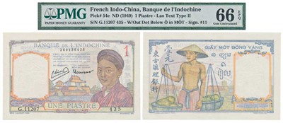 Lot 274 - Paper Money, French Indo-China, 1 Piastre (Pick 54e).