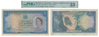 Lot 285 - Paper Money, Rhodesia & Nyasaland, Elizabeth II, 5 Pounds, 1956-1960