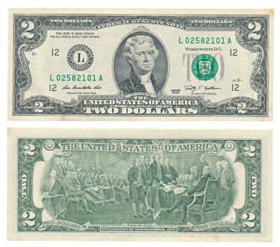 Lot 291 - Paper Money, United States of America, $2 Bundle, with the portrait of Thomas Jefferson, 2017 series